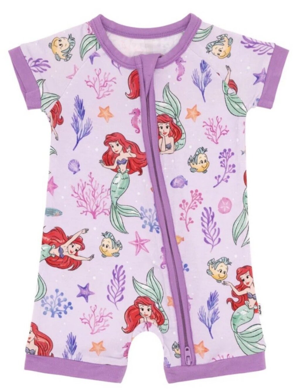 Little Sleepies Disney Little Mermaid Part of Her World Shorty Zippy 2T